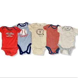 5 Piece Baby Boy Bodysuit Bundle Newborn